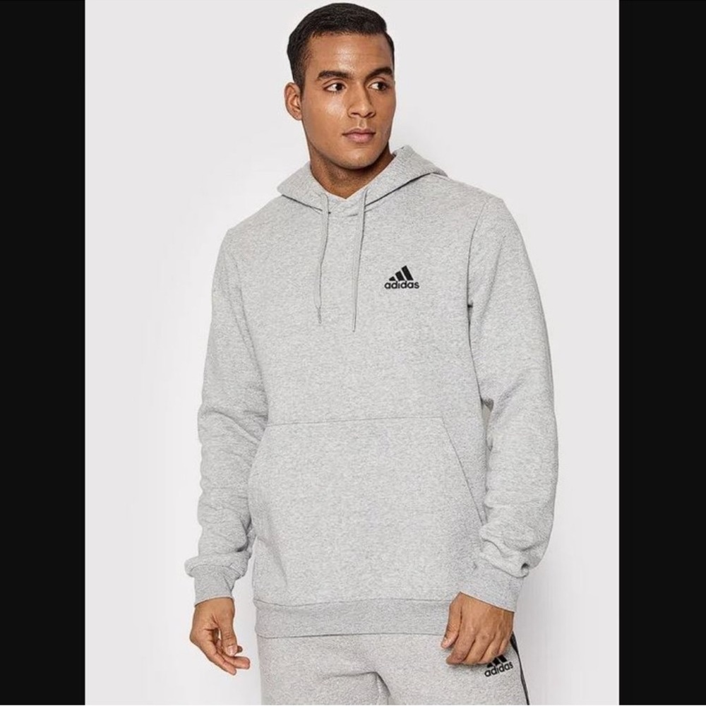 NWT Adidas Men's 2XL Light Gray Feel Cozy Hoodie